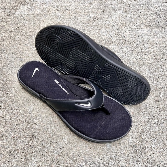 WMNS NIKE ULTRAS COMFORTS 3 THONGS THNG III BLACKS WHITES FOOTBEDS WOMENS - Picture 3 of 9